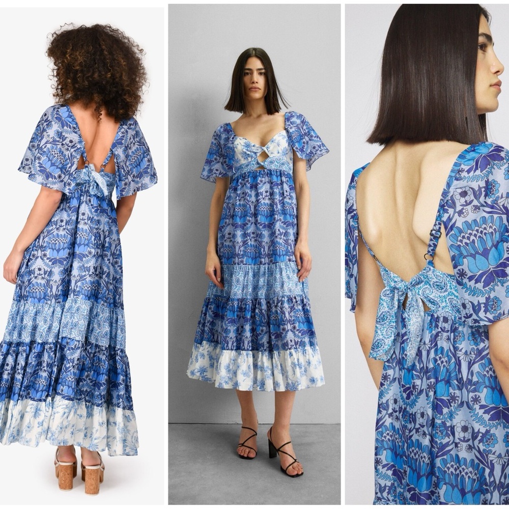 SANDRO ~ LINEN FLORAL PRINTED TIERED DRESS
